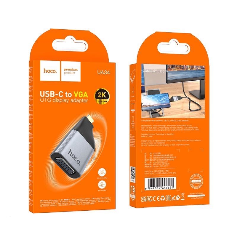 HOCO UA34 TYPE-C TO VGA ADAPTER หัวแปลง ตัวแปลงสัญญาณ