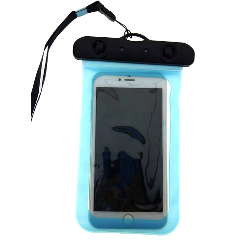 ซองมือถือ กันน้ำ มีสายคล้องคอ มีที่ล็อกปิดแน่น น้ำไม่เข้า สีฟ้า