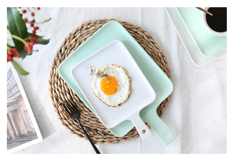 Pre-Order จานเซรามิค ทรงเขียงมีด้าม มี 3 สี S-M
