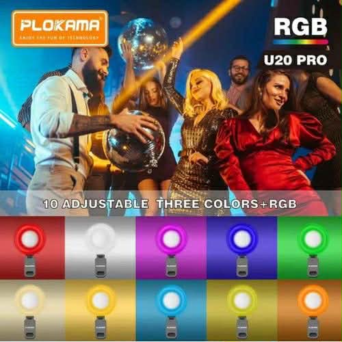 Plokama U20 PRO RGB Phone Clip LED Selfie Ring Light ไฟเซลฟี่ติดมือถือเปลี่ยนสีได้หลายสี
