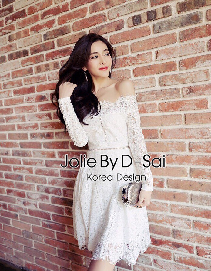 พร้อมส่ง Dress ชุดเดรสลูกไม้โทนสีขาว