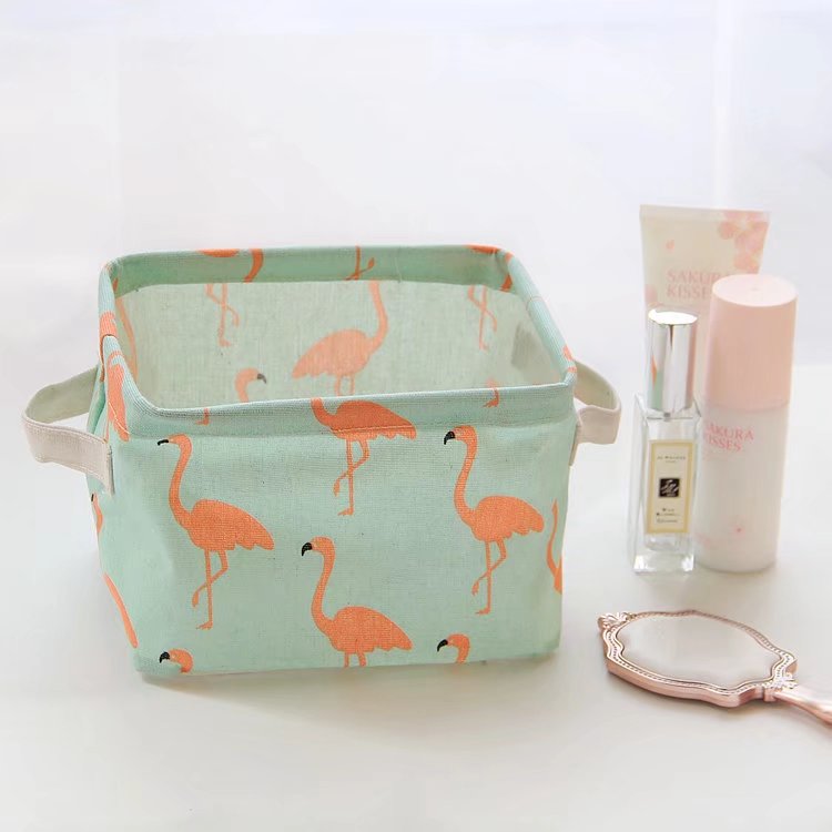 กระเป๋าเครื่องสำอาง กระเป๋าใส่ของใช้ กระเป๋าผ้า รุปนกฟลามิงโก สีพาสเทล
