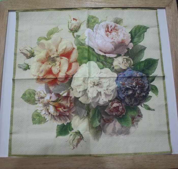 แนวภาพดอกไม้ ช่อดอกกุหลาบ กระดาษแนพกิ้นสำหรับทำงาน เดคูพาจ Decoupage Paper Napkins เป็นภาพเต็มแผ่น ขนาด 25X25 ซม