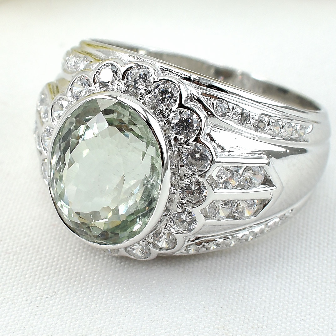 SKJewelryFactory แหวนชาย พลอยเขียว พลอยกรีนแอมิทิสต์แท้ 4.80 กะรัต MR00379-GAM