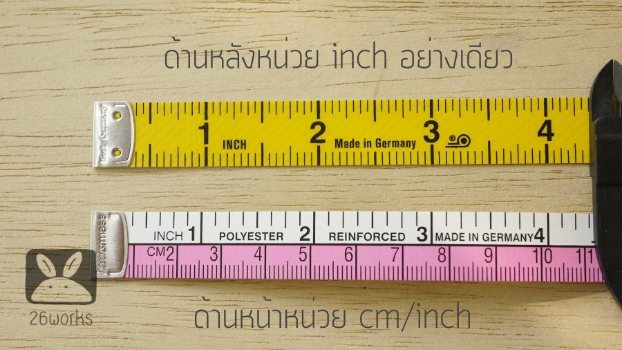 สายวัด Hoechstmass 152 cm/60 inch สีชมพู - ขาว หลังเหลือง