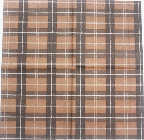 แนวภาพลายแต่ง สก็อตน้ำตาลใหญ่ Large Scott ฺBrown เป็นภาพเต็มแผ่น กระดาษแนพกิ้นสำหรับทำงาน เดคูพาจ Decoupage Paper Napkins ขนาด 33X33cm