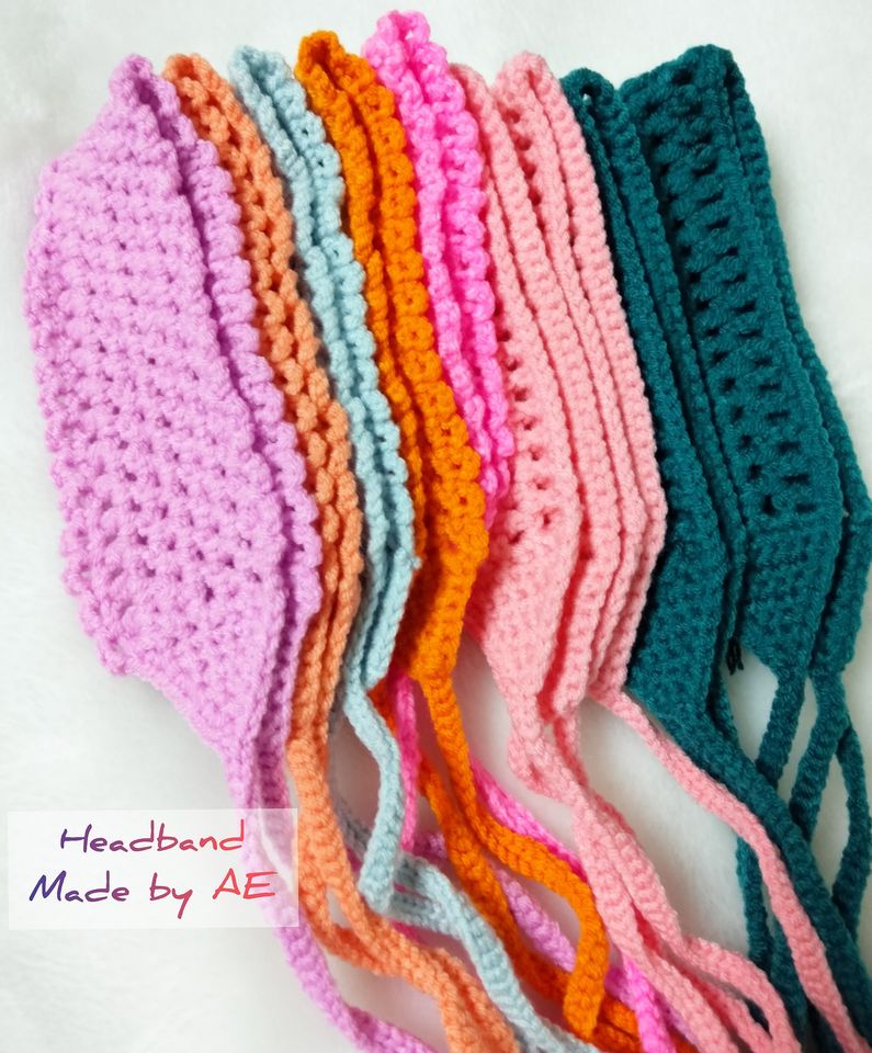 ผ้าคาดผมไหมพรม ที่คาดผมวินเทจ ผ้าคาดผมถักโครเชต์ ผ้าคาดผม (พร้อมส่ง)