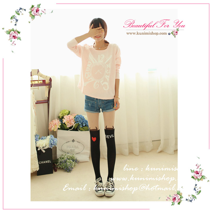 ถุงน่องแบบเต็มตัว สีทูโทน สีเนื้อ และสีดำ ลายปีศาจ สวยหวานน่ารัก ขนาด : FREE SIZE