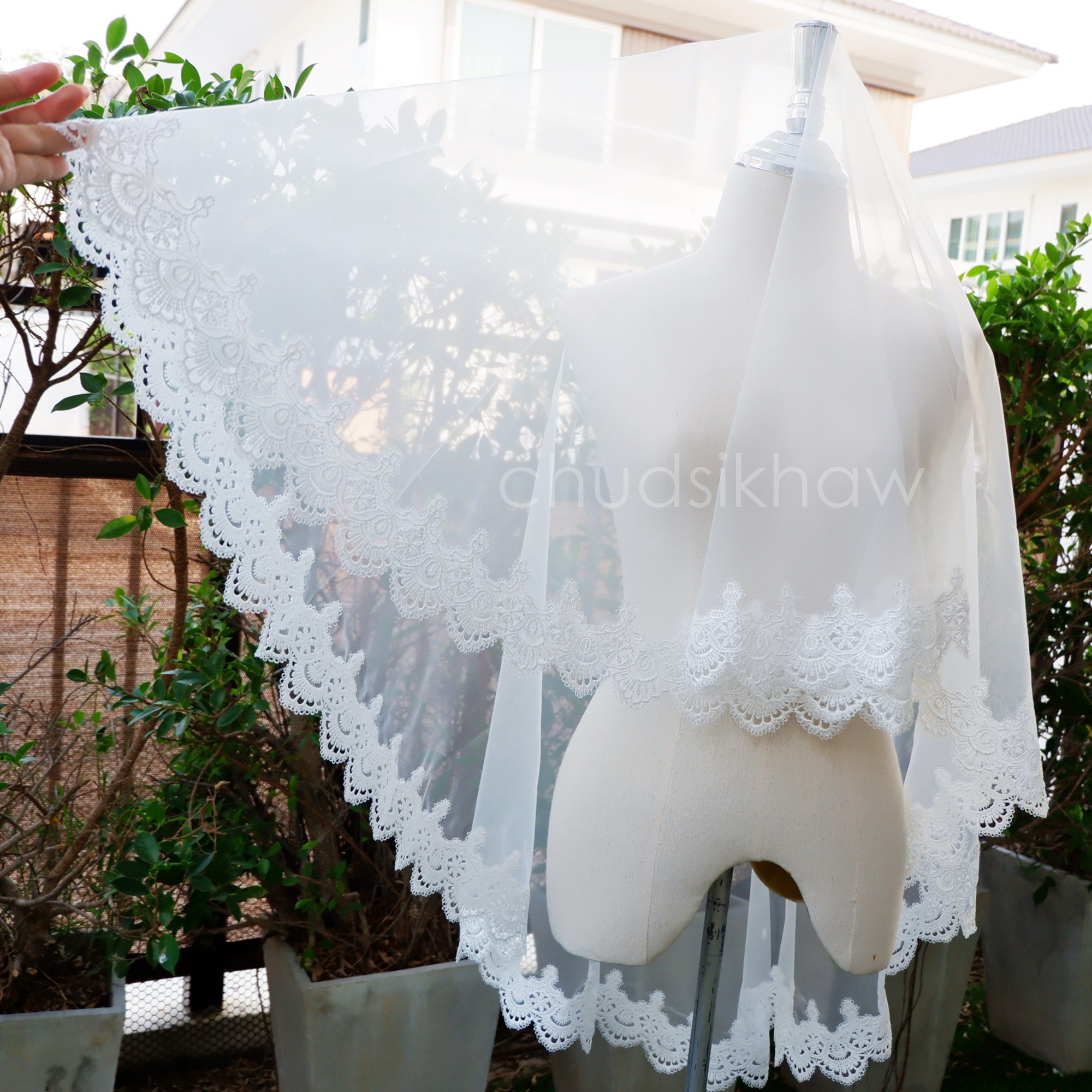 เวล veil ผ้าคลุมเจ้าสาวอิสลาม ผ้าคุลุมเข้าโบสถ์ ผ้าคลุมเจ้าสาวฉลุลายลูกไม้สวยหวาน เนื้อผ้าดี