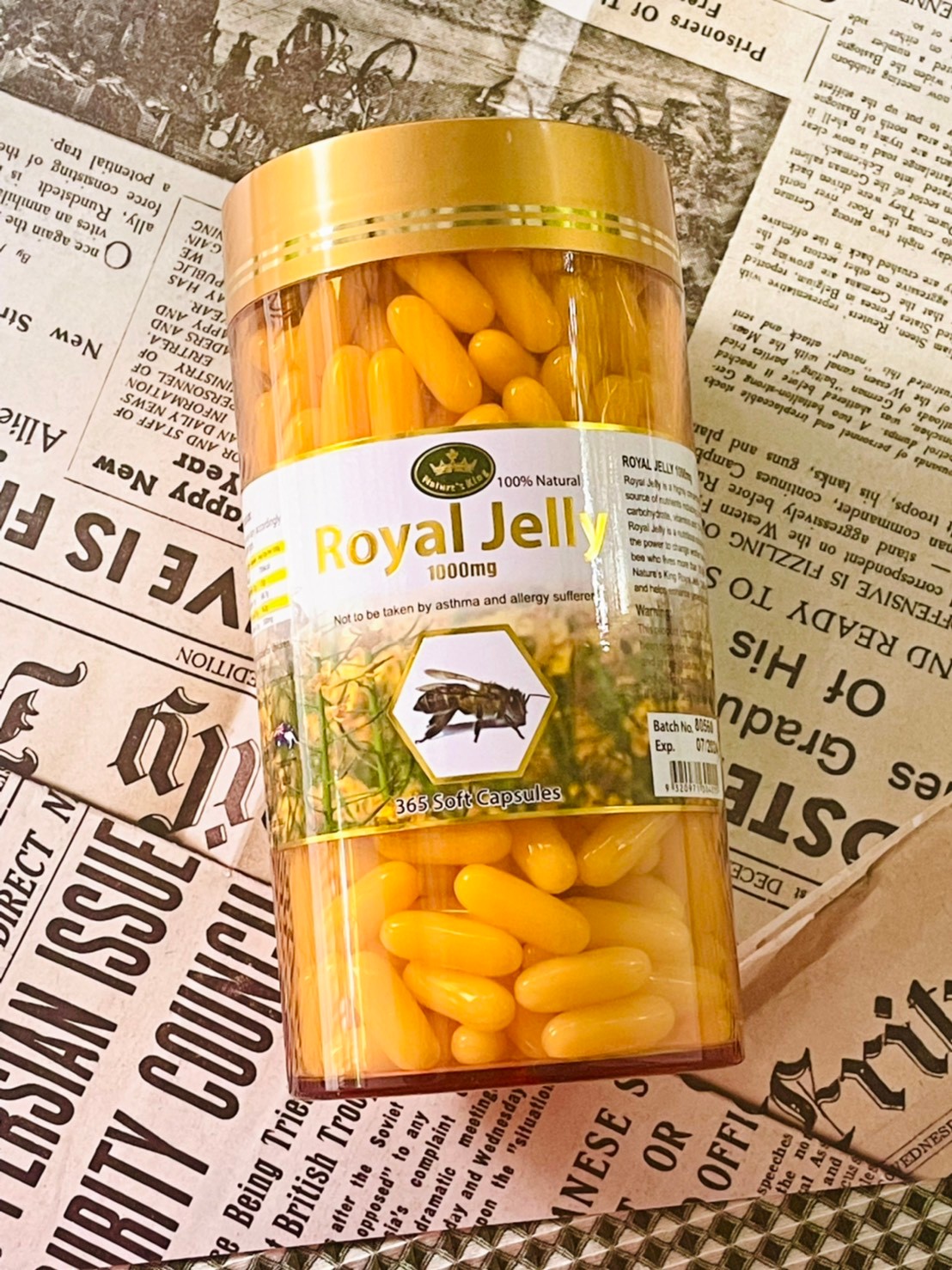 นมผึ้งNature's King-Royal Jelly 1000mg 365 Capsules