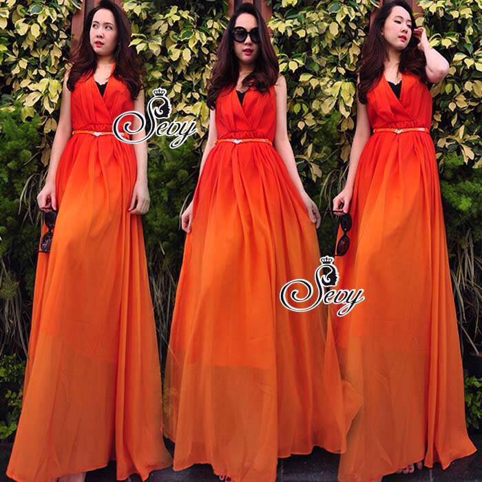 พร้อมส่ง Maxi กระโปรงทรงบาน ชุดเดรสเกาหลี
