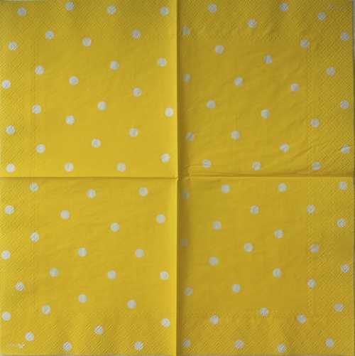 แนวภาพ Cath Kidston Polka Dot ลายจุด พื้นเหลืองวินเทจ เป็นภาพกระจายเต็มแผ่น กระดาษแนพกิ้นสำหรับทำงาน เดคูพาจ Decoupage Paper Napkins ขนาด 33X33cm