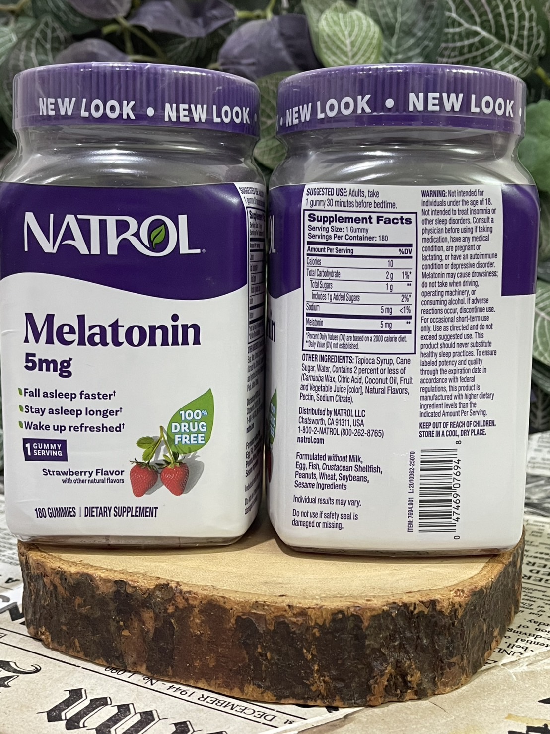 วิตามินเมลาโทนินNatrol Gummies Melatonin Strawberry 5mg 180 เม็ด