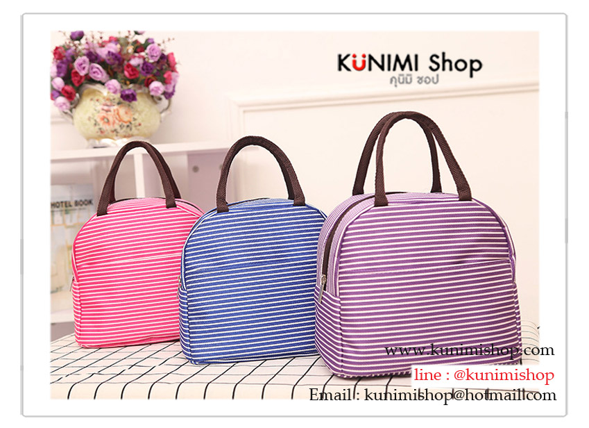 GB288 กระเป๋าผ้าใส่อาหารปิ่นโตกล่องข้าว เก็บรักษาอุณหภูมิ ร้อน-เย็น ขนาด สูง 23 x กว้าง 19 cm.
