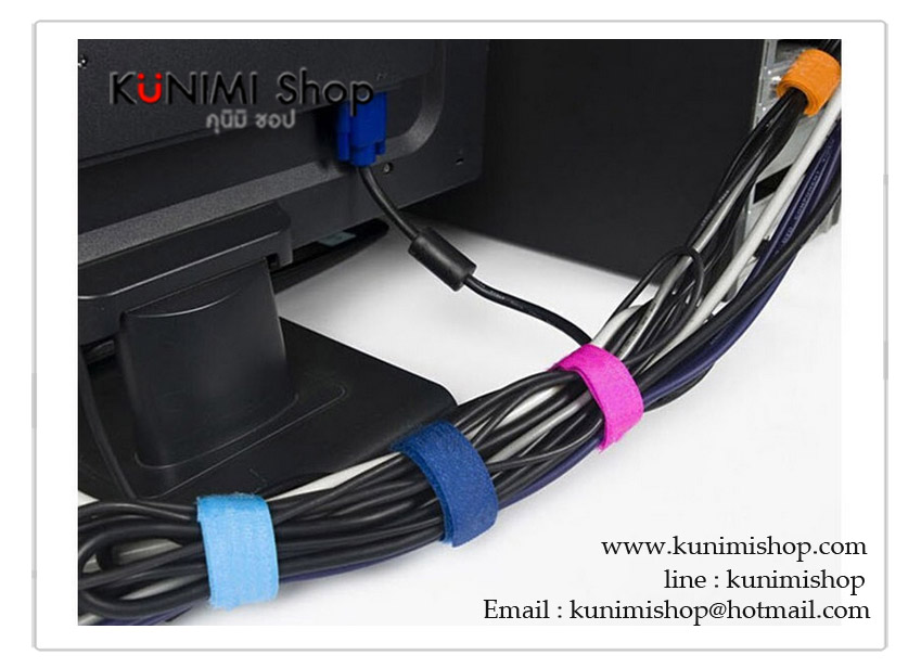 แถบตีนตุ๊กแก Velcro สำหรับ รัดพันสายไฟ สายคอมพิวเตอร์ ให้เป็นระเบียบเรียบร้อย 1 แพ็ค มี 6 ชิ้น (สุ่มคละสี)