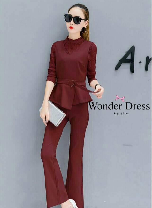เสื้อผ้าเกาหลี พร้อมส่ง เสื้อแขนยาวกับกางเกงสม็อค