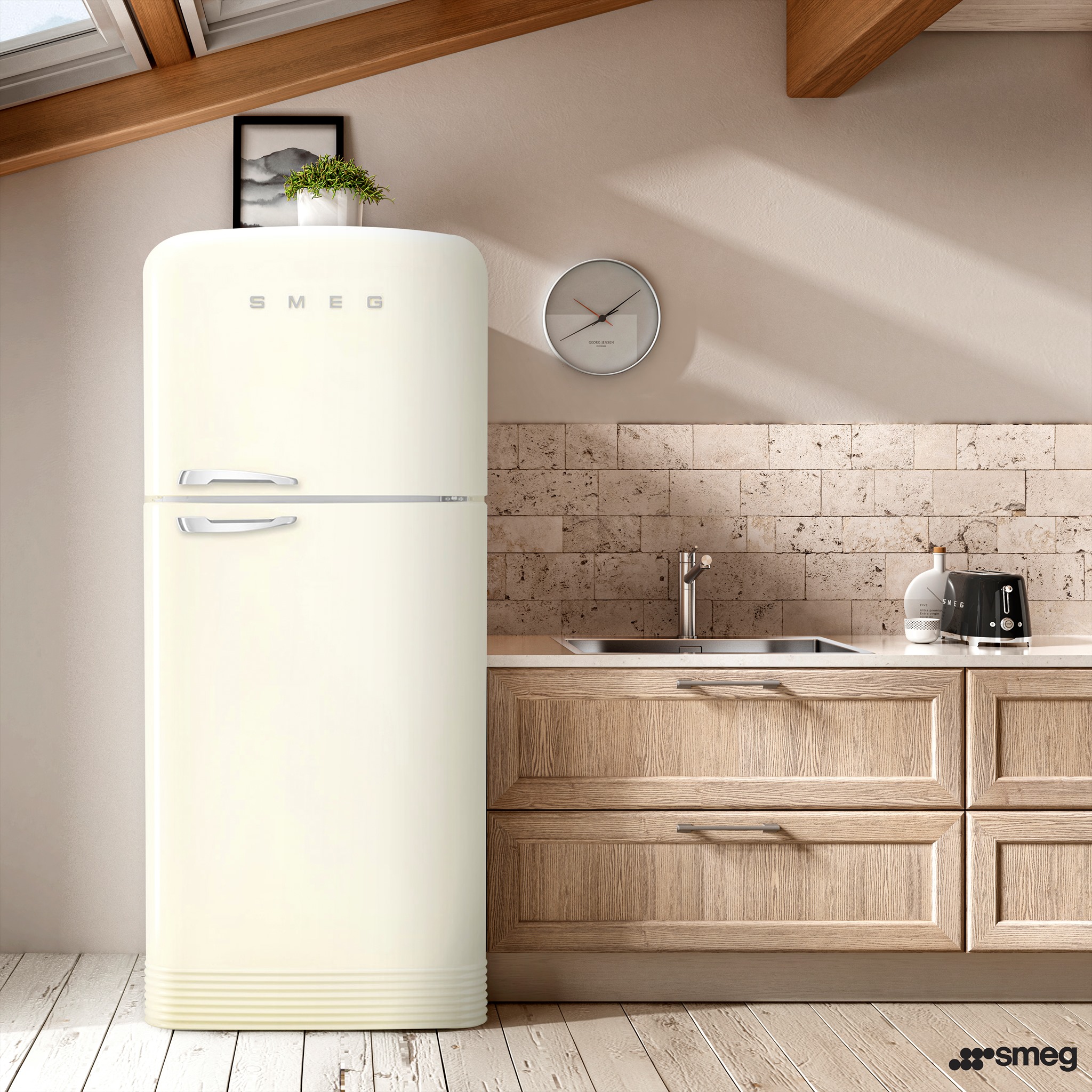 SMEG รุ่น FAB50RCR ตู้เย็นสไตล์ 50's Retro สีครีม16.49 Q ราคาพิเศษ