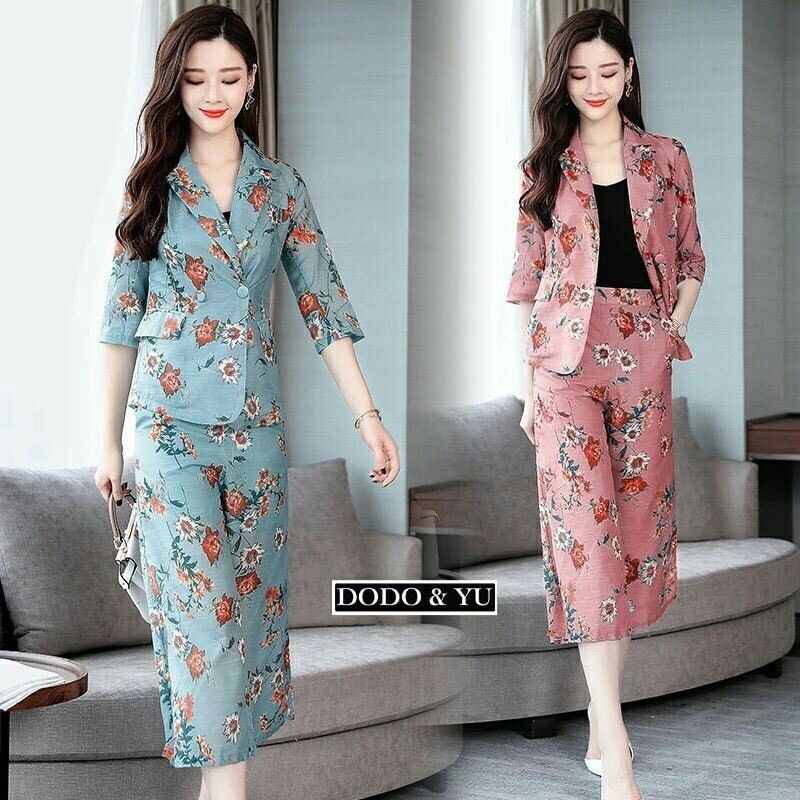 เสื้อผ้าเกาหลี พร้อมส่ง ชุดเซ็ทเสื้อสูท+กางเกง