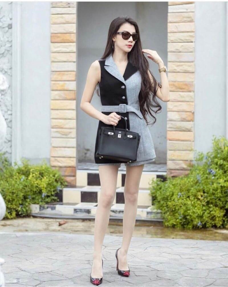 เสื้อผ้าเกาหลี พร้อมส่ง Set ทูโทนเสื้อสูท