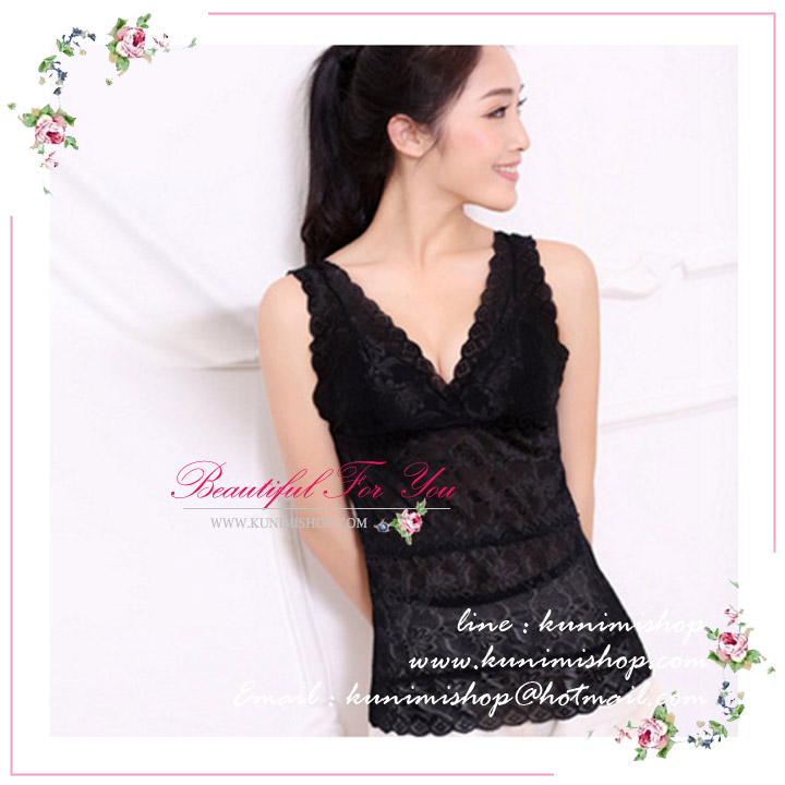  เสื้อซับในผ้าลายลูกไม้เต็มตัว (ไม่มีซับใน) ทรงสวย ใส่สบายคะ มี 2 สี : สีขาว , สีดำ -------------------------------------------------------------------- ขนาด : เสื้อยาว 59 cm. รอบอกไม่เกิน 35 นิ้ว / รอบเอวไม้เกิน 34 นิ้ว