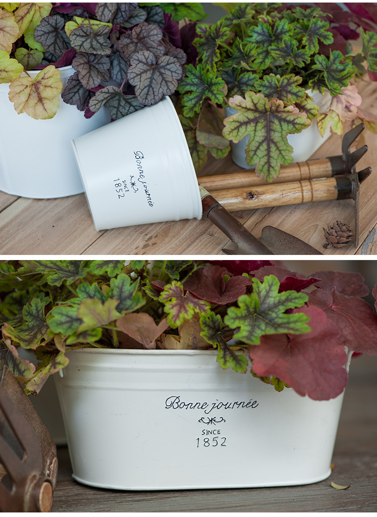 Pre-Order กระถางต้นไม้ ดอกไม้ สังกะสีเคลือบสีขาว Zakka มี เซตทรงถัง กับทรงเปล