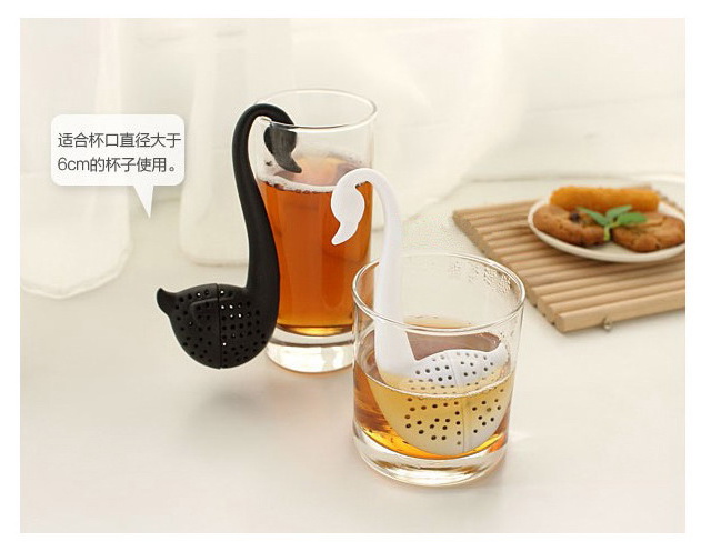 ที่กรองชา ซิลิโคน tea infuser ลายหงษ์ขาว หงษ์ดำ