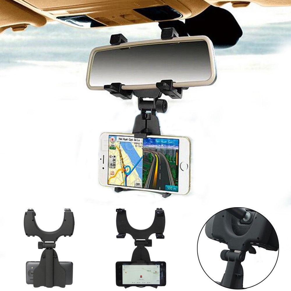 ขาตั้งมือถือติดกระจกมองหลัง Universal 360° Car Rearview Mirror Mount Holder Stand