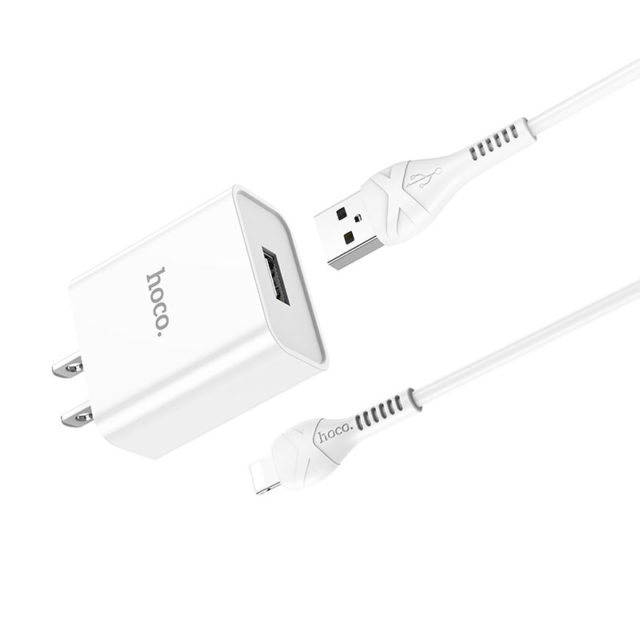 ชุดหัวชาร์จ+สาย Ip Hoco Wall charger “C81 Asombroso” US plug set with cable