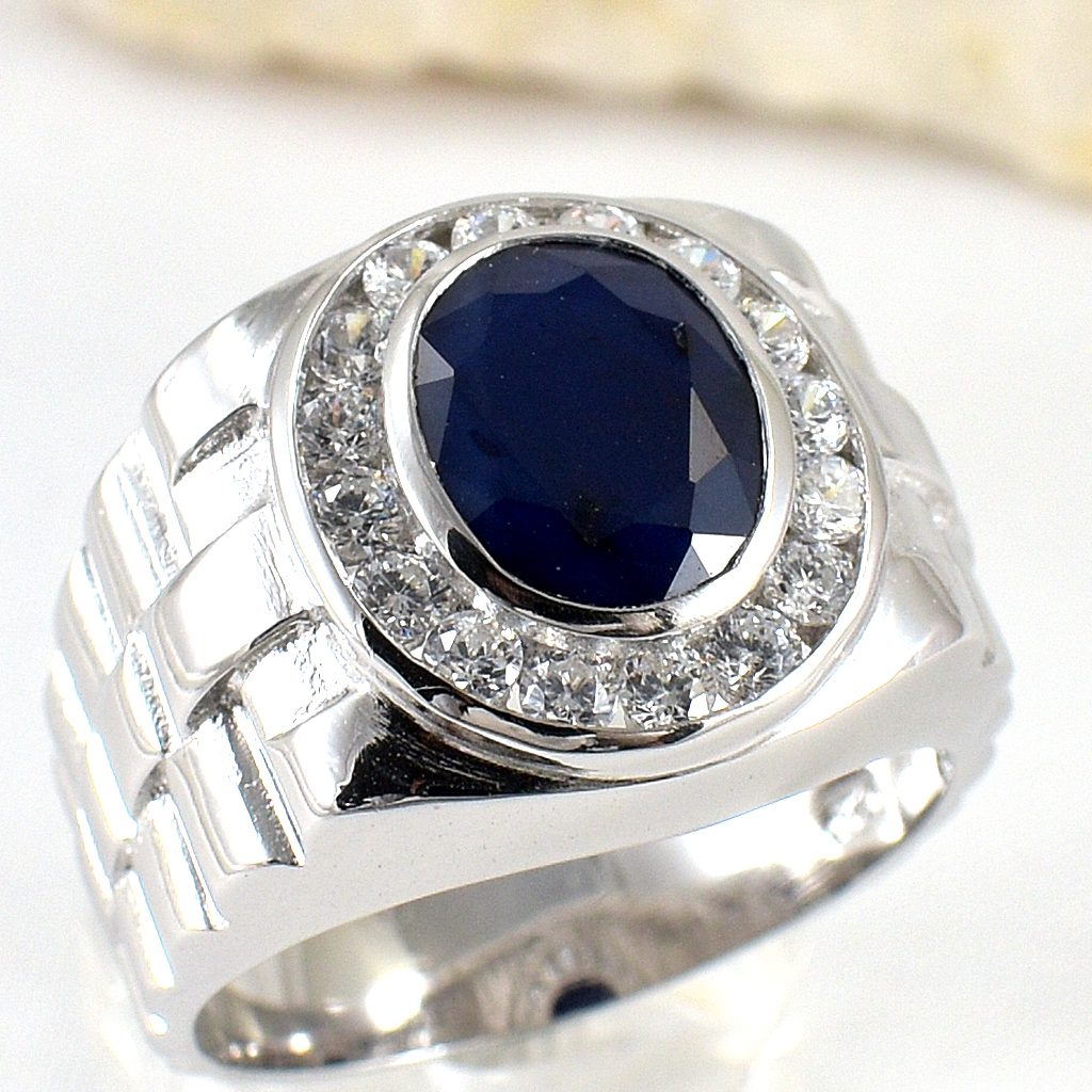 SKJewelryFactory แหวนชายพลอยไพลินแท้ เสริมอำนาจ บารมีและความมั่นคง MR00541-BSA