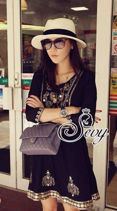 พร้อมส่ง มินิเดรสสไตล์สาว Bohemian แขนศอก