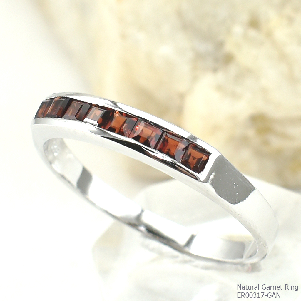 SKJewelryFactory แหวนเเถวพลอยโกเมนแท้ แหวนเงินแท้ 92.5% ER00317-GAN