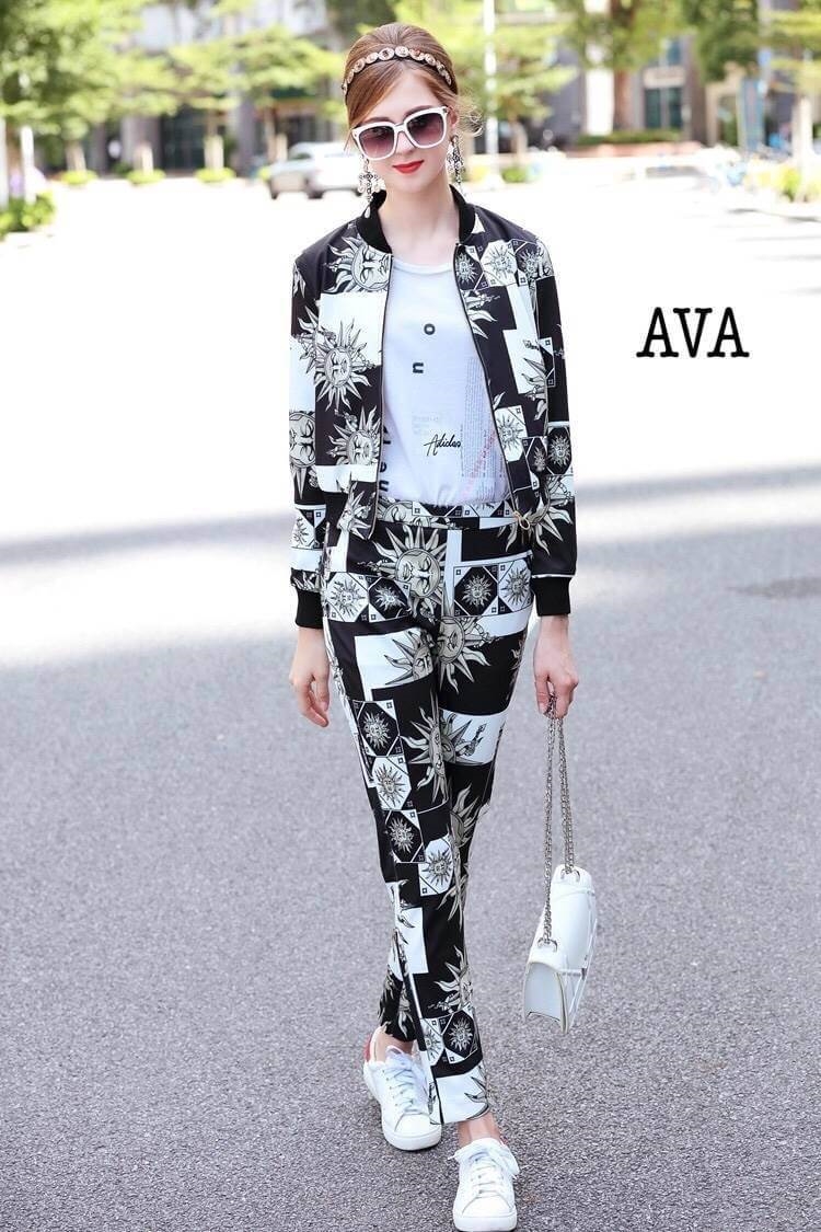 เสื้อผ้าเกาหลี พร้อมส่ง เสื้อjacket+กางเกง