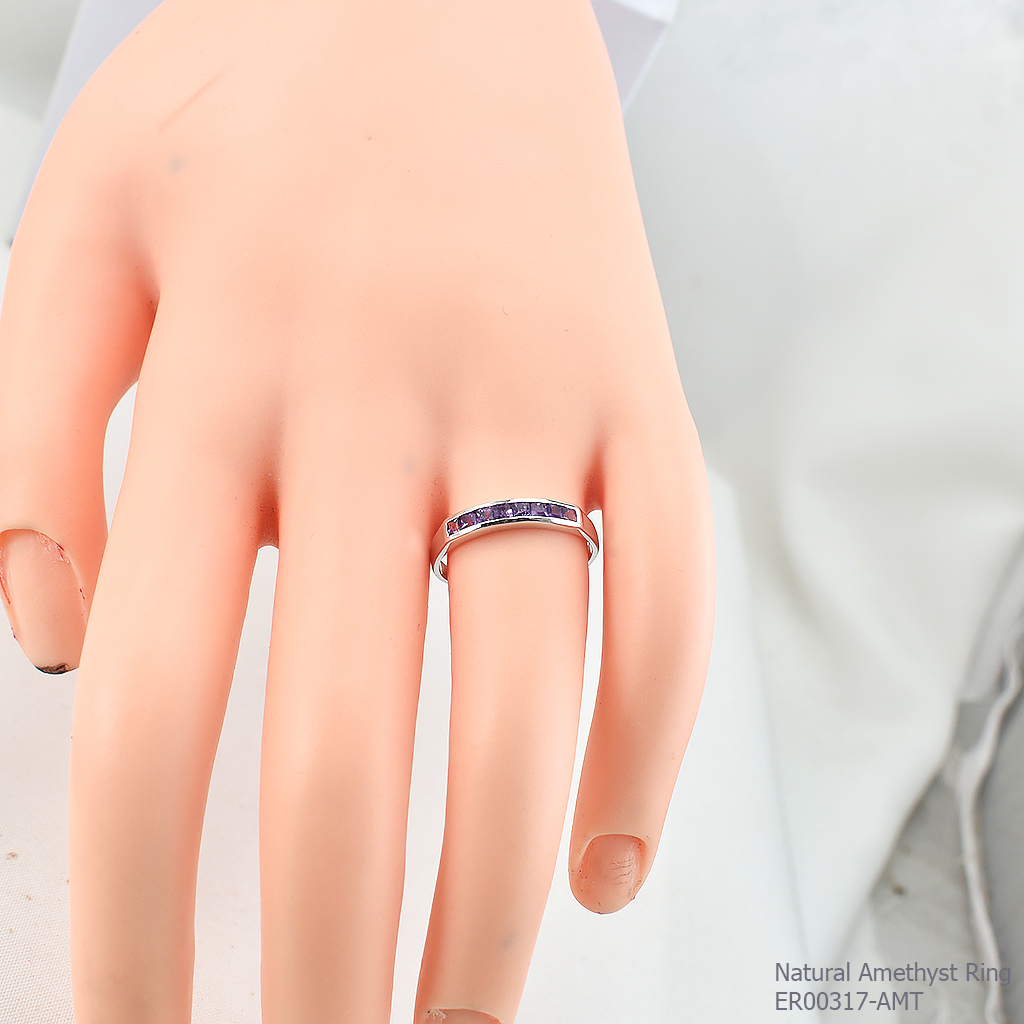 SKJewelryFactory แหวนเเถว พลอยแอมิทิสต์แท้ ER00317-AMT