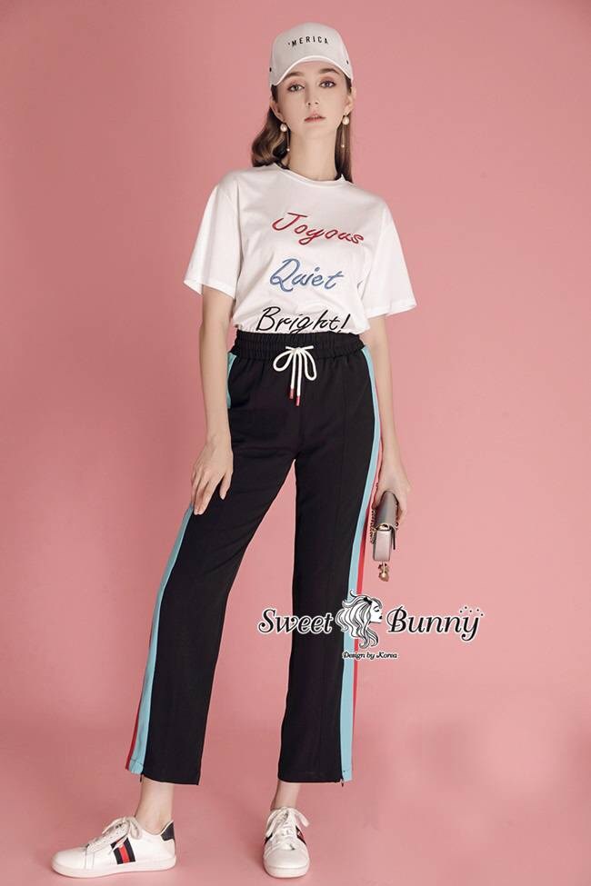 เสื้อผ้าเกาหลี พร้อมส่ง ชุดเซ็ทวอล์ม เสื้อยืดเนื้อดีผ้านุ่ม