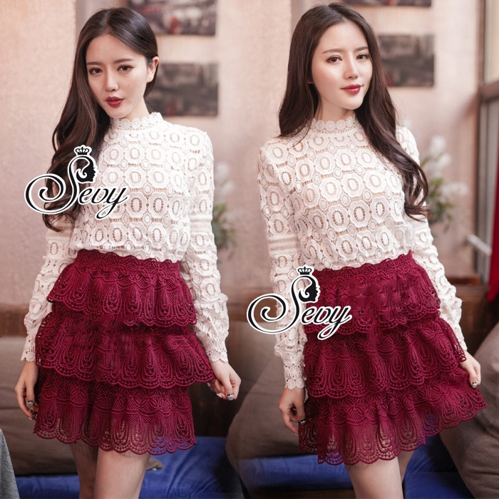 พร้อมส่ง เสื้อมาพร้อมกระโปรงโครเชร