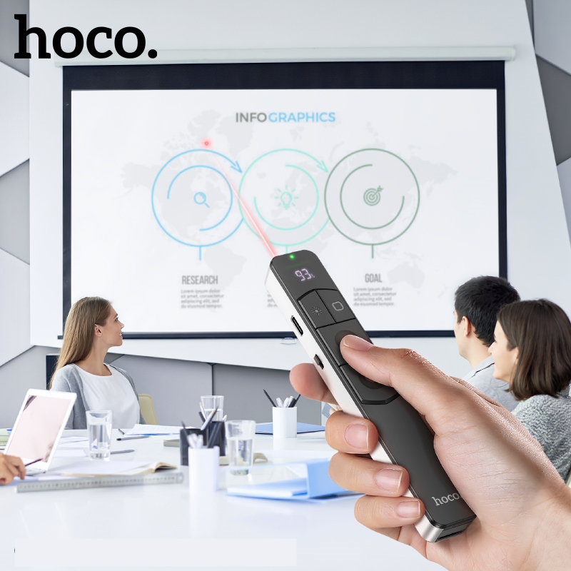 Hoco GM202 เลเซอร์พอยเตอร์ ควบคุมสไลด์ เปลี่ยนหน้า เพิ่ม-ลดเสียง Smart PPT Page Flip Pen