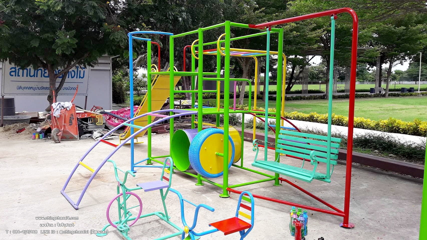 ชุดรวมยางวิ่งถังลอดกระดานลื่น+ชิงช้า