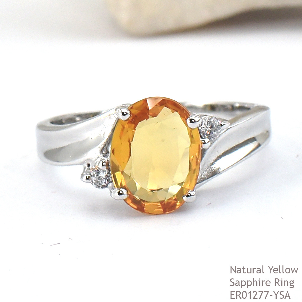 SKJewelryfactory แหวนเงินแท้ ฝังพลอยบุษราคัมแท้ ดีไซด์สวยหรู ER01277-YSA