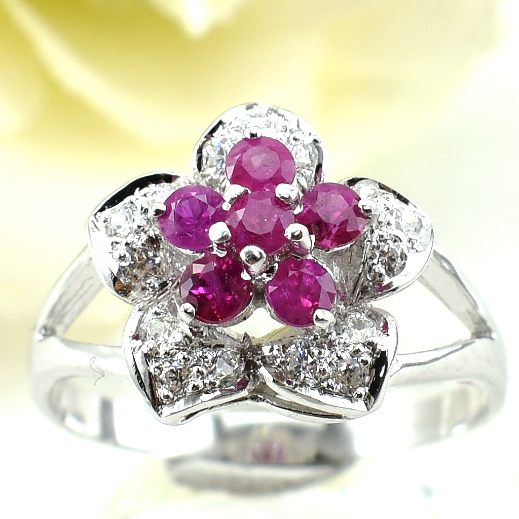 SKJewelryfactory แหวนดอกไม้ พลอยทับทิมแท้ ER00616-RBY
