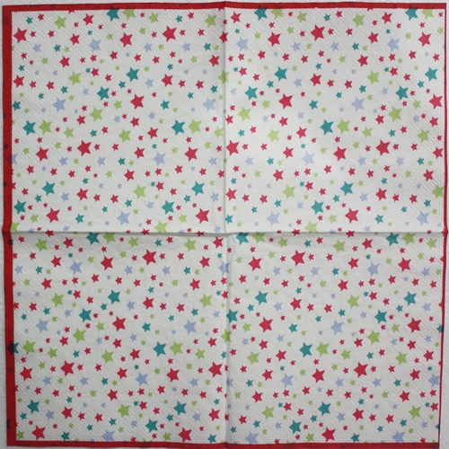 แนวภาพลายแต่ง Multi Star ดวงดาวหลายหลายสี Cath Kidston ลายเล็กๆ ภาพกระจายเต็มแผ่น กระดาษแนพกิ้นสำหรับทำงาน เดคูพาจ Decoupage Paper Napkins ขนาด 33X33cm
