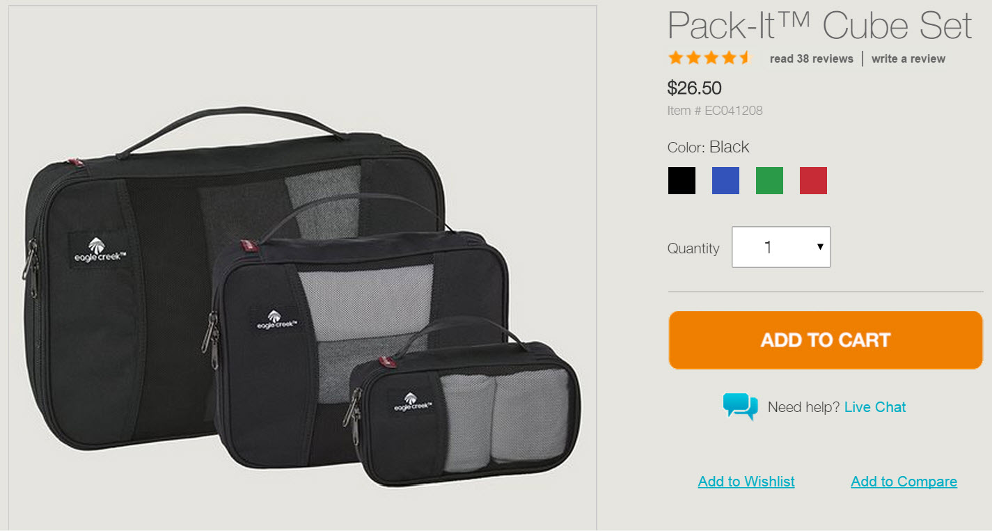 Eagle Creek - PACK IT Cube มาทีเดียว 3 ใบ (สีดำ)