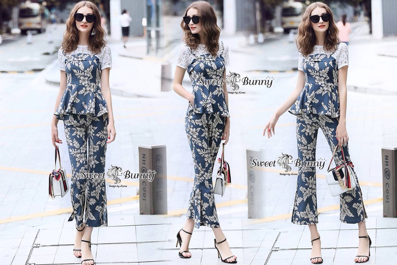 เสื้อผ้าเกาหลี พร้อมส่ง ชุดเซ็ทเสื้อ+กางเกง