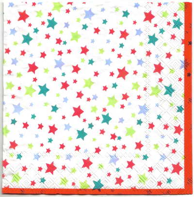 แนวภาพลายแต่ง Multi Star ดวงดาวหลายหลายสี Cath Kidston ลายเล็กๆ ภาพกระจายเต็มแผ่น กระดาษแนพกิ้นสำหรับทำงาน เดคูพาจ Decoupage Paper Napkins ขนาด 33X33cm