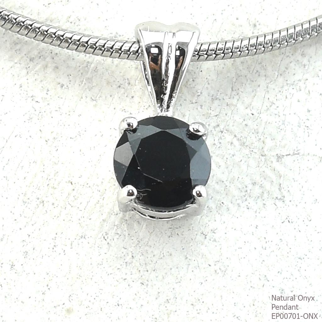 SKJewelryFactory EP00701-ONX จี้เงินแท้92.5% จี้นิลแท้ จี้นิลเงินแท้