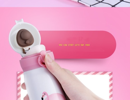 กระบอกน้ำเก็บอุณหภูมิ แบบนกฟามิงโก้ สามารถใส่ได้ทั้งร้อนและเย็น ขนาด 500 ml.