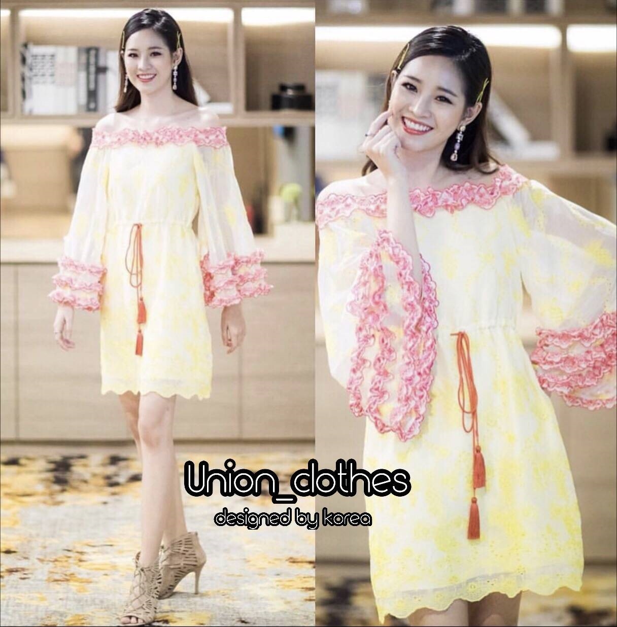 ชุดเดรสเกาหลี พร้อมส่ง Maxi dress งานปักลาย