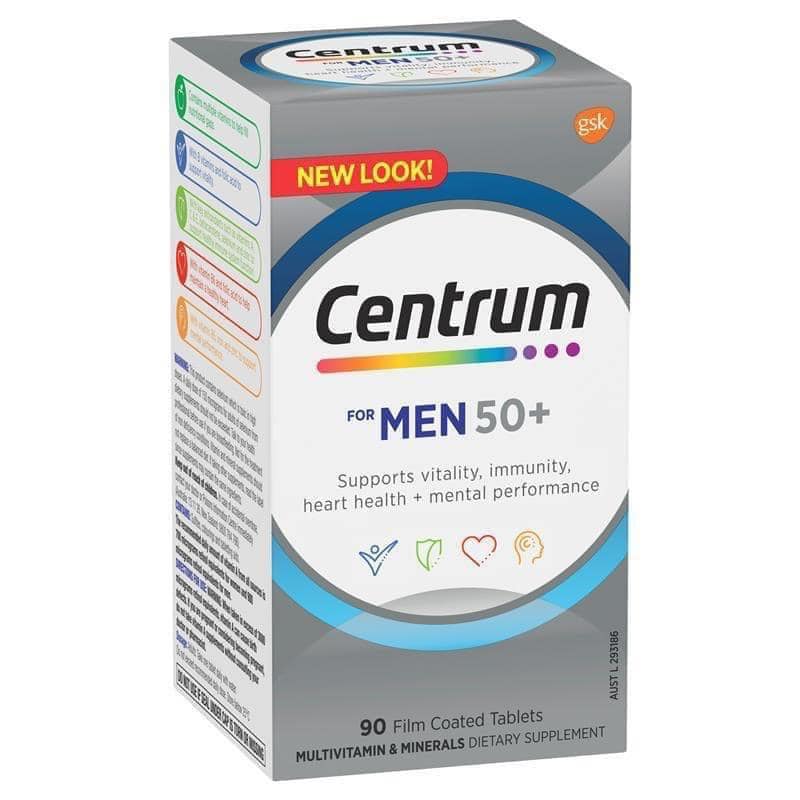 วิตามินรวม บำรุงร่างกายสำหรับผู้ชาย 50+ Centrum For Men 50+ 90 Tablets