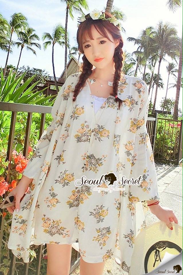 พร้อมส่ง ดอกไม้พิมพ์เป็นช่อๆ สวยหวาน