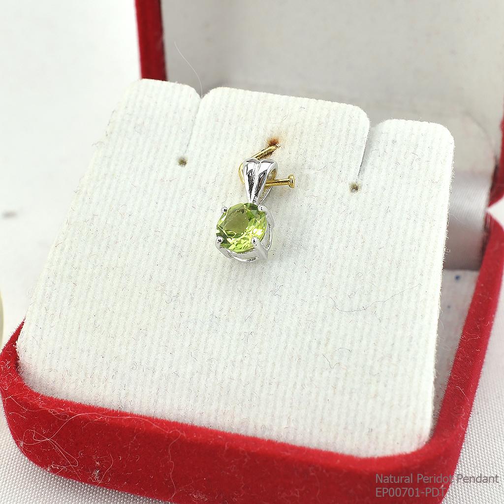 SKJewelryFactory EP00701-PDT จี้เงินแท้92.5% ฝังพลอยเพอริดอทแท้