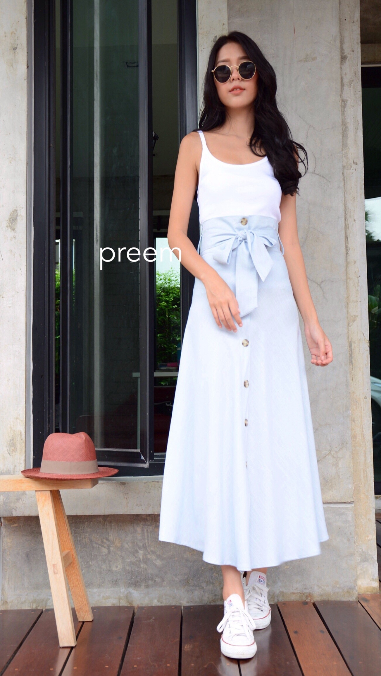 พร้อมส่ง กระโปรงตัวยาว เอวสูง